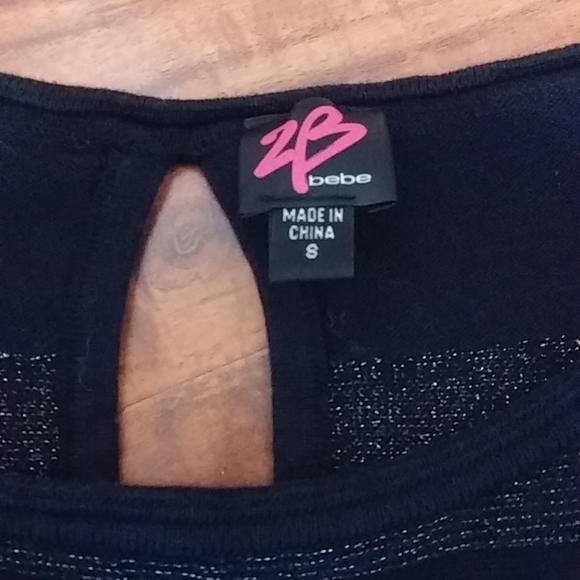 💙3/$20 - 2B Bebe Sparkle Striped Sweater with Keyhole Back, Small - Picture 2 of 4